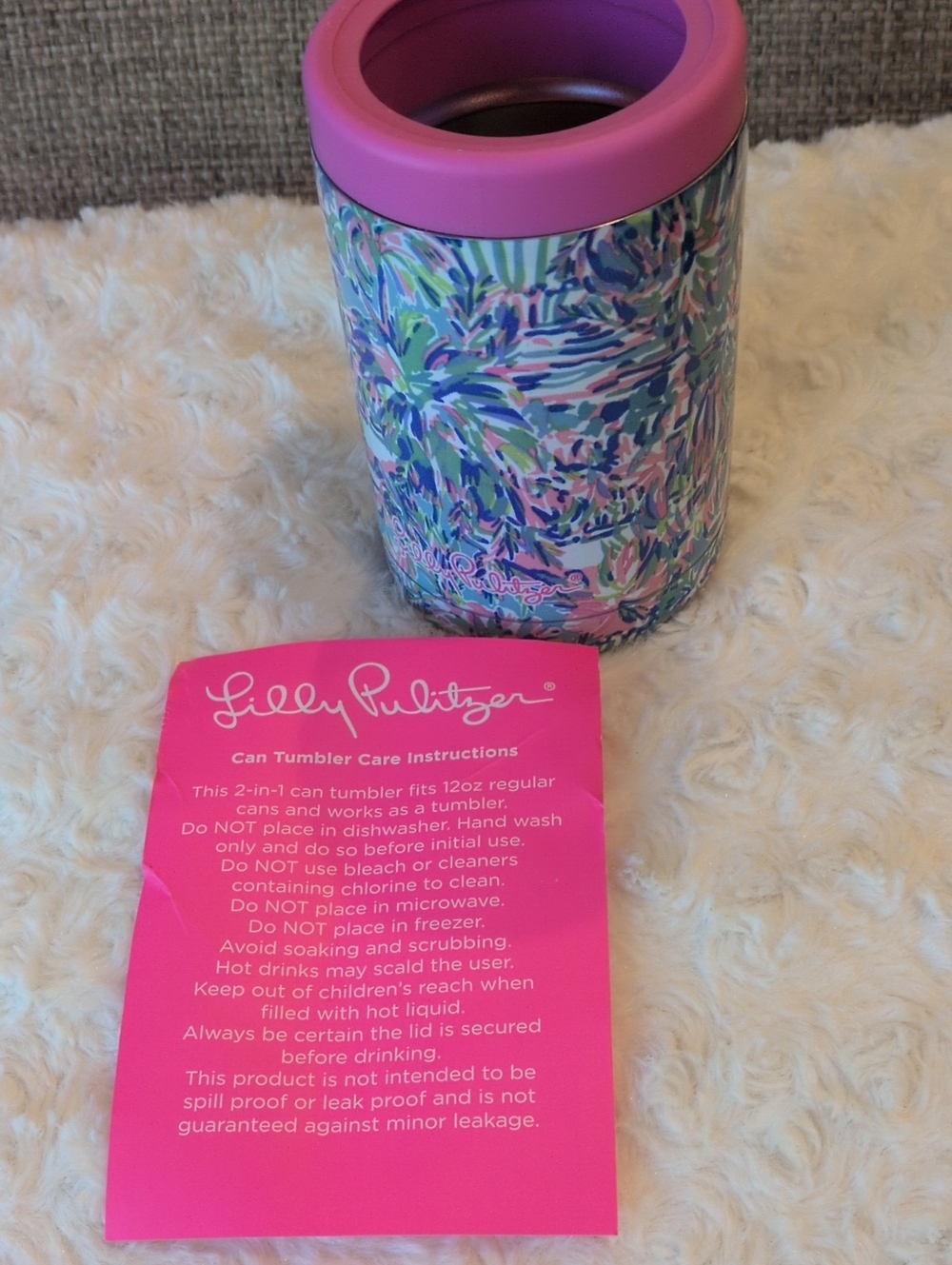 Lilly Pulitzer Insulated Can Cooler Cabana Cocktail/Blue Ibiza